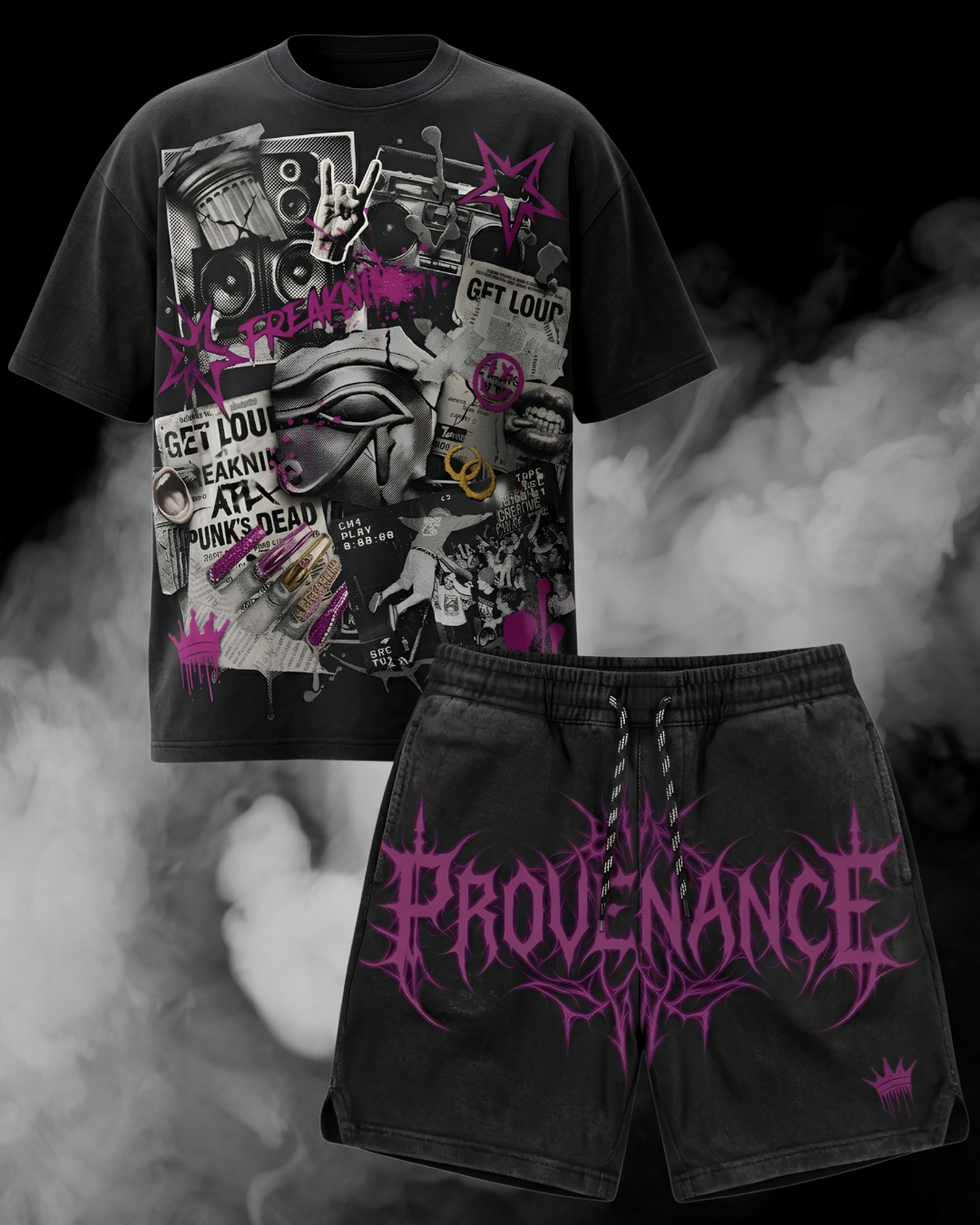 The "Freaknik’s Alive & Punk’s Not Dead" Unisex Two-Piece Set – Mineral Wash Black Alt Grunge Set