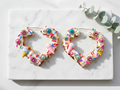 Ice Cream Paint Job" Heart Bamboo Hoops | Y2K Decoden Statement Earrings