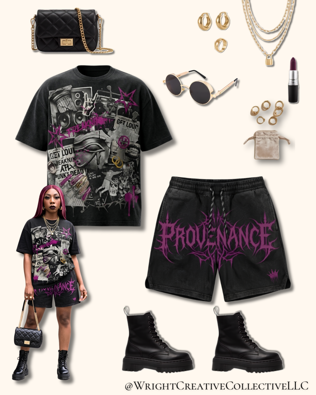 The "Freaknik’s Alive & Punk’s Not Dead" Unisex Two-Piece Set – Mineral Wash Black Alt Grunge Set