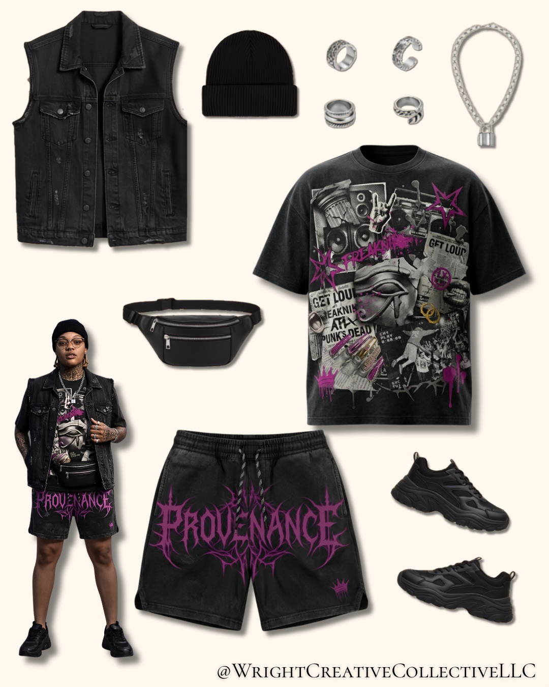 The "Freaknik’s Alive & Punk’s Not Dead" Unisex Two-Piece Set – Mineral Wash Black Alt Grunge Set